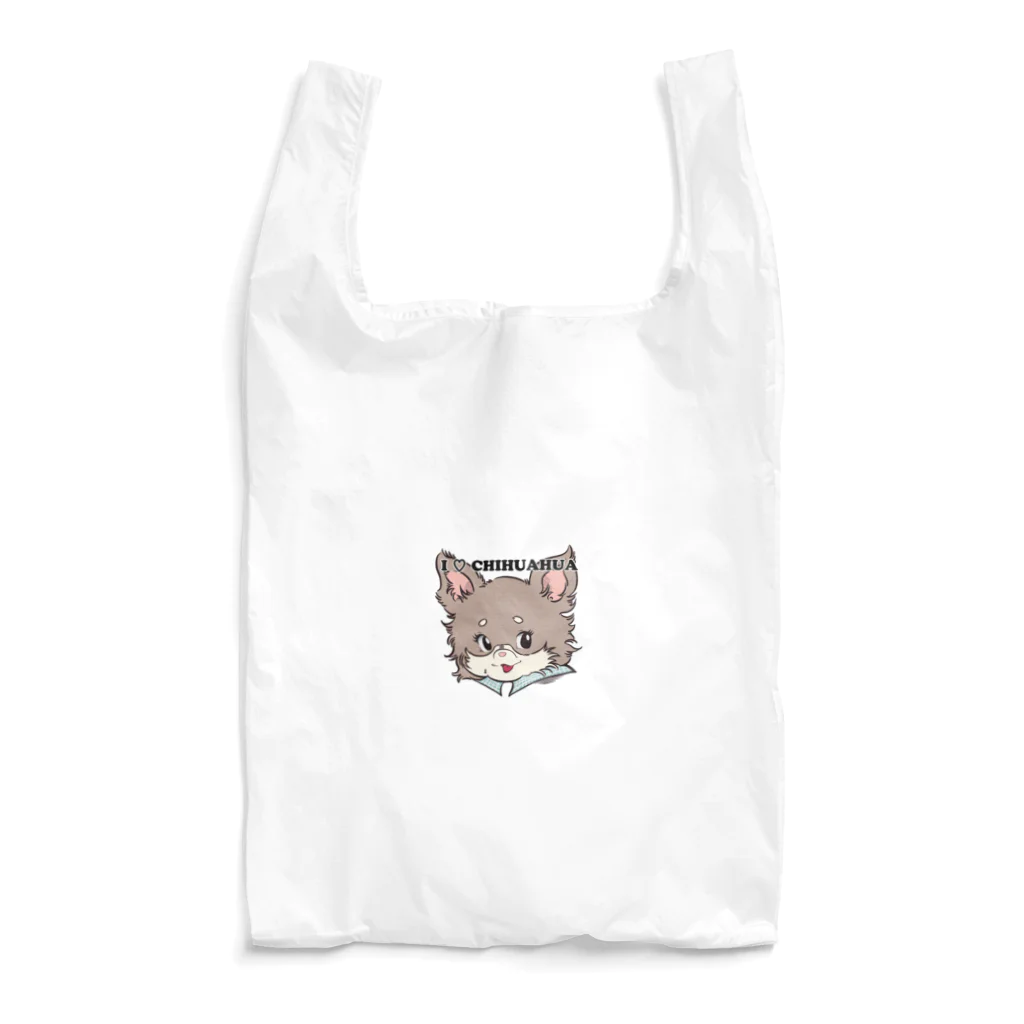 チャリティーグッズ-犬専門デザインのチワワ-チョコタン「I♡CHIHUAHUA」 Reusable Bag