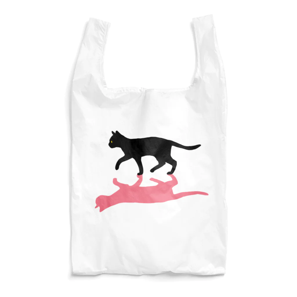 小鳥と映画館の黒猫と影　ピンク Reusable Bag