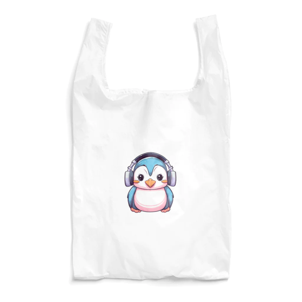 Vasetti_pressのヘッドホンを付けているペンギン Reusable Bag