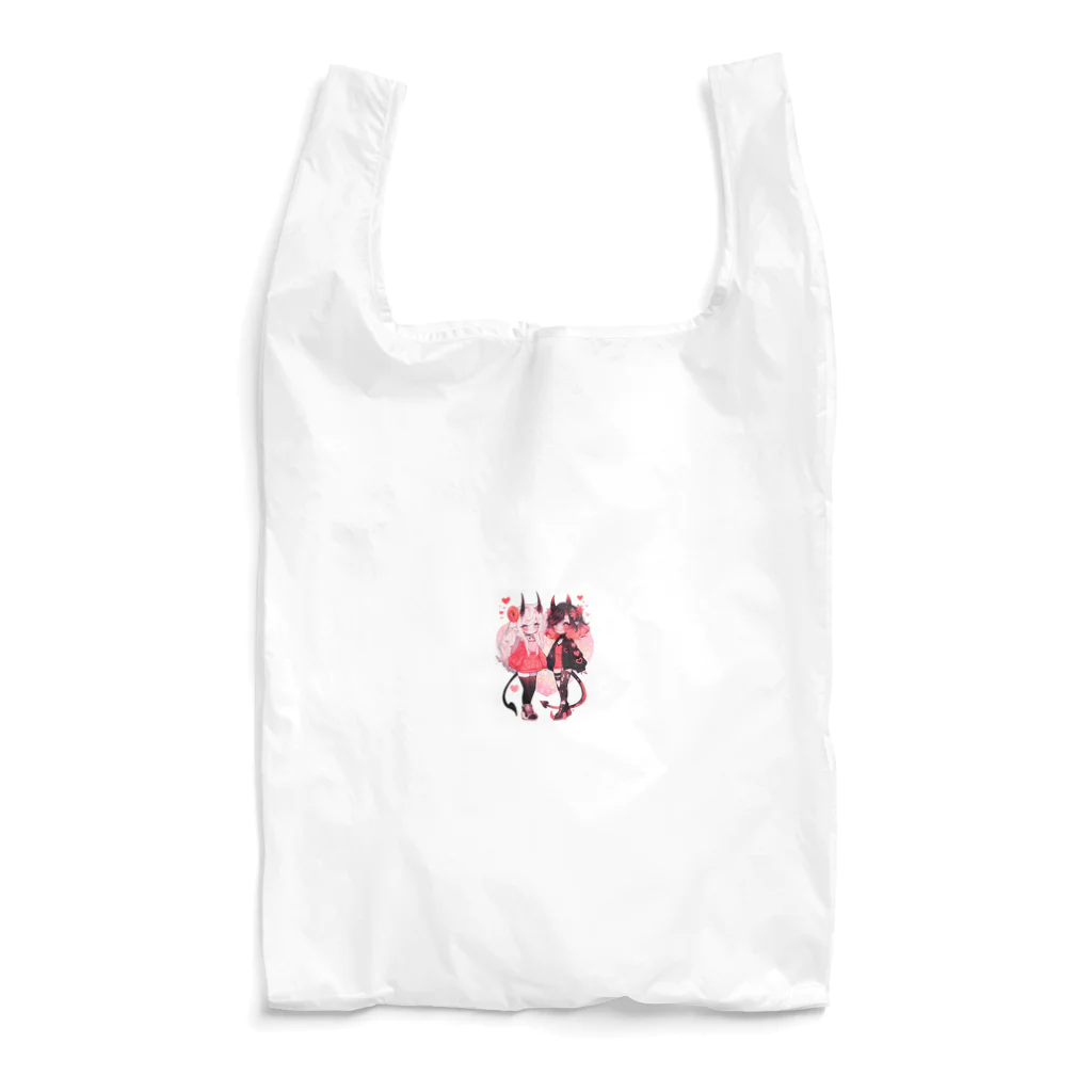 Twitterを忘れないのピーチクリームドーナツとブラックレッドサンゴ Reusable Bag