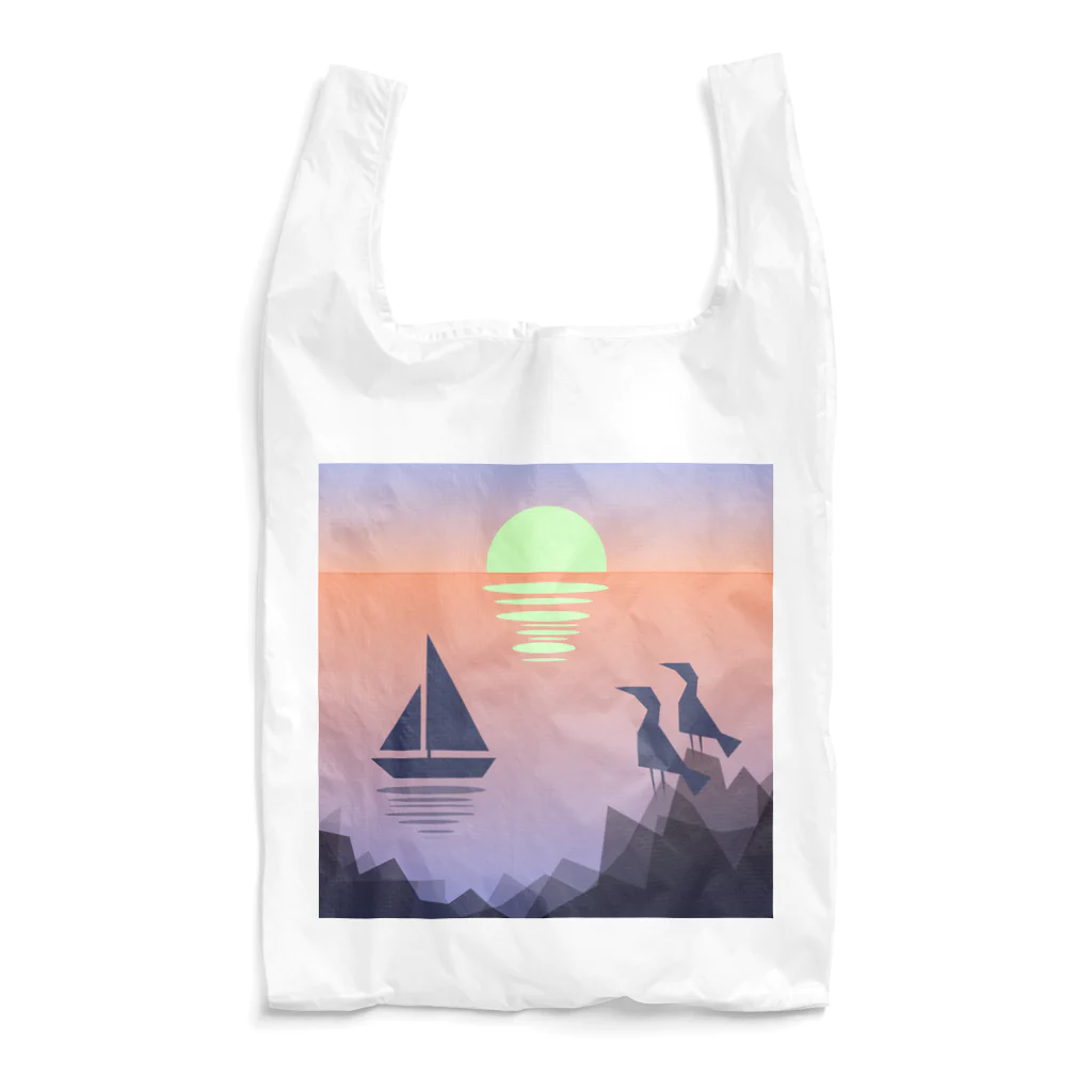 エアレーションの独り言の船と夕陽と海鳥と。 Reusable Bag