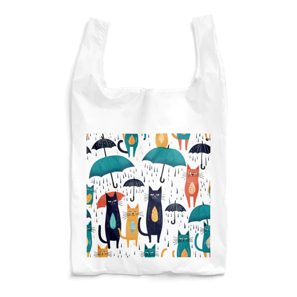 浪漫千代（ロマチョんの店）のRain, umbrella and cat Reusable Bag