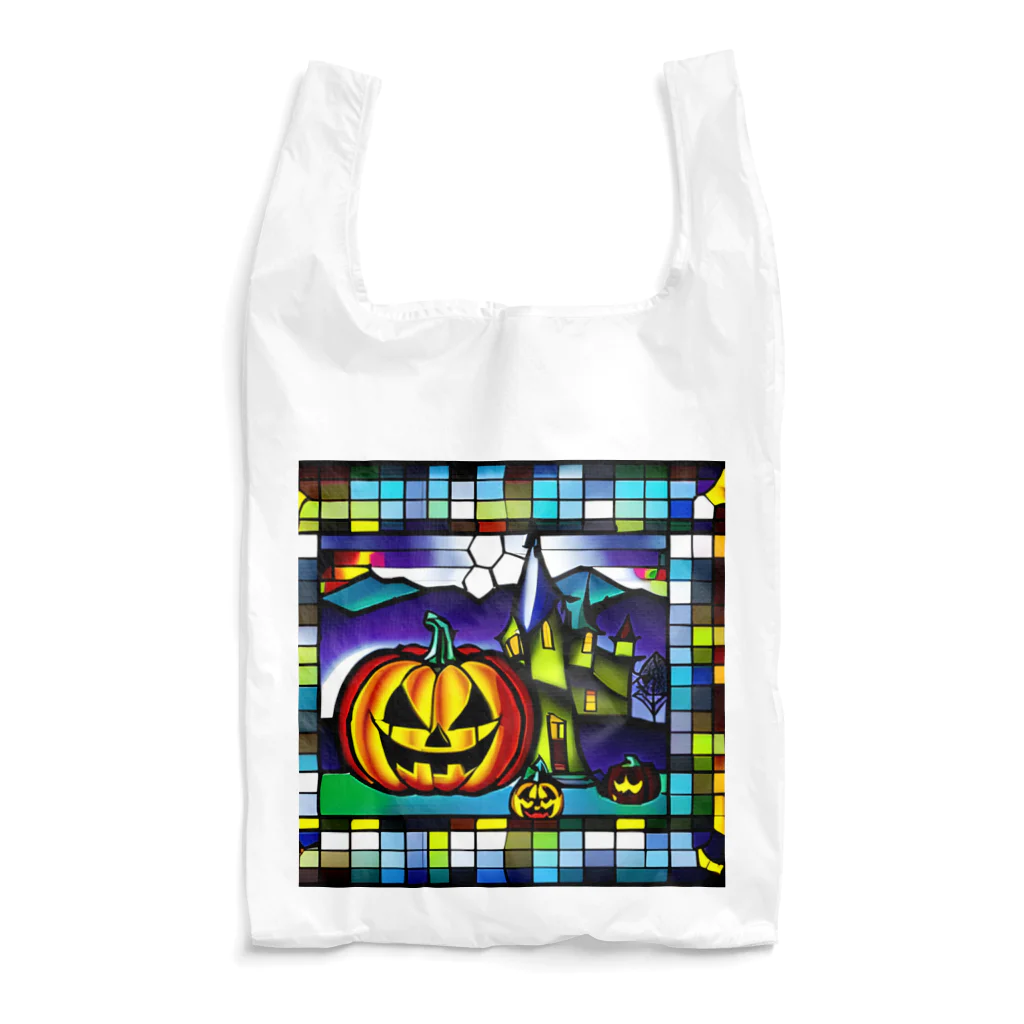 縞模様のハロウィン　ステンドグラス風 Reusable Bag