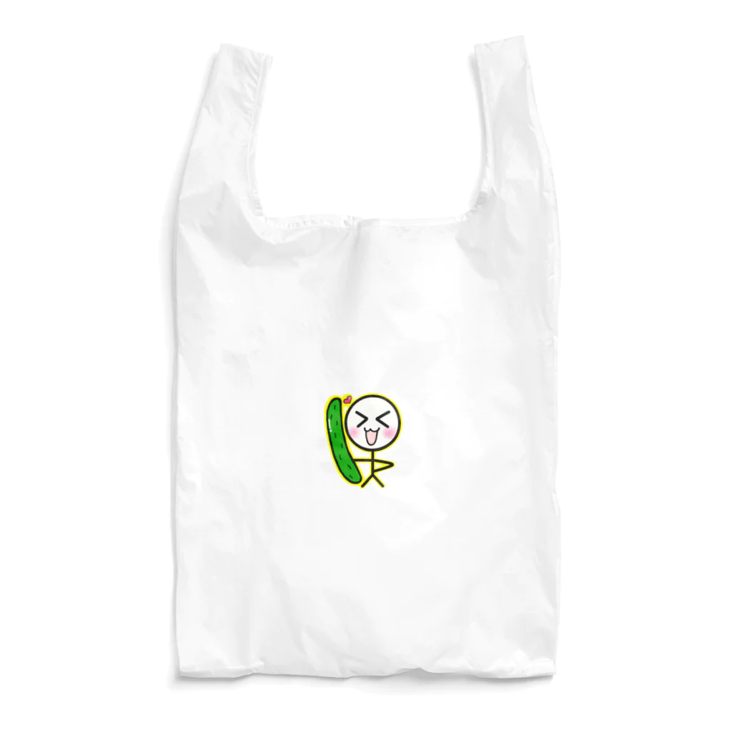 こむぎしょっぷのきゅうり大好き棒人間 Reusable Bag