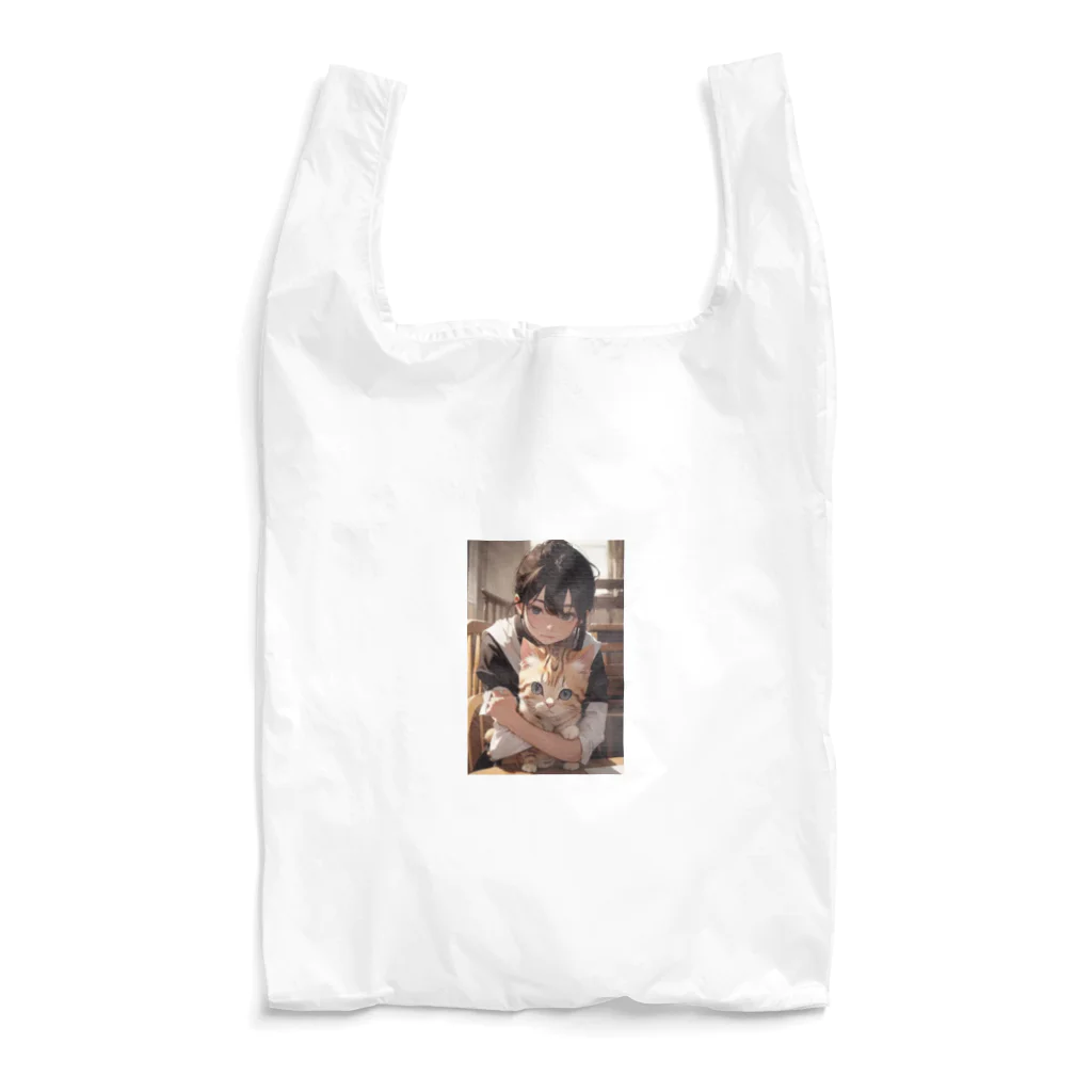 kazu_gのマンチカンを抱く美少女 Reusable Bag