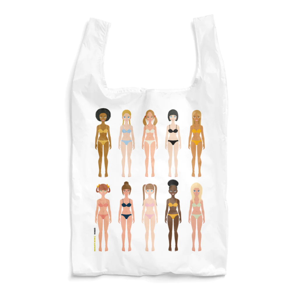 Quatre Illustrationのキャトル・ガール00 Reusable Bag