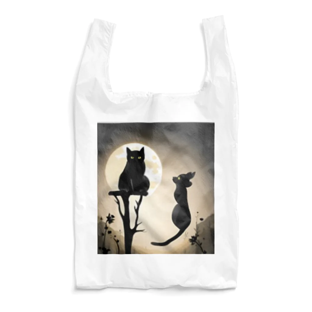 YOKAZE KASUMIの月夜が背景のクールな猫！ Reusable Bag