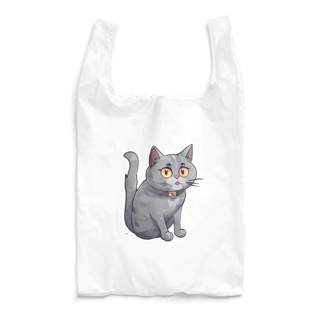 心の彩アートのグレーキャット Reusable Bag