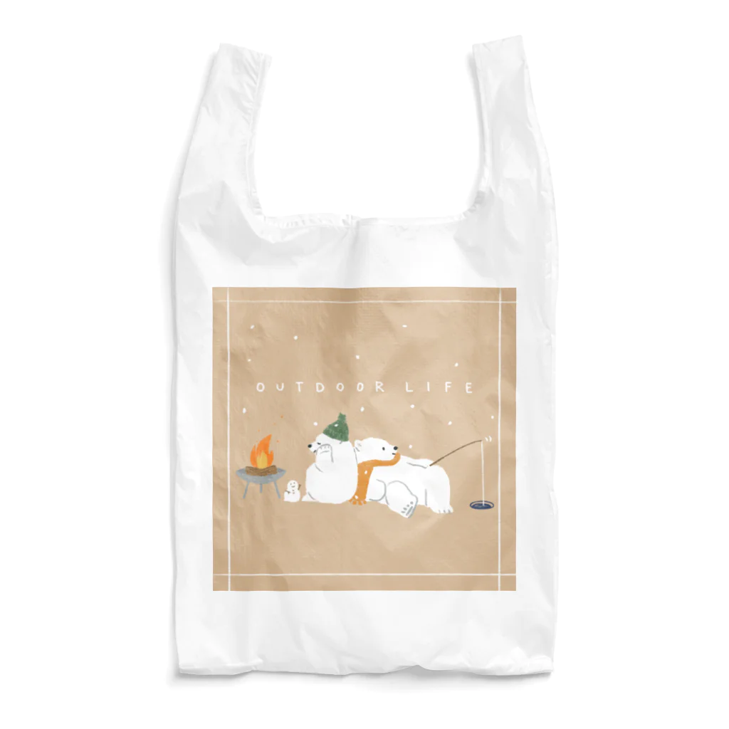 kiki25のアウトドアライフを満喫する白くま(冬) (ベージュ)   Reusable Bag