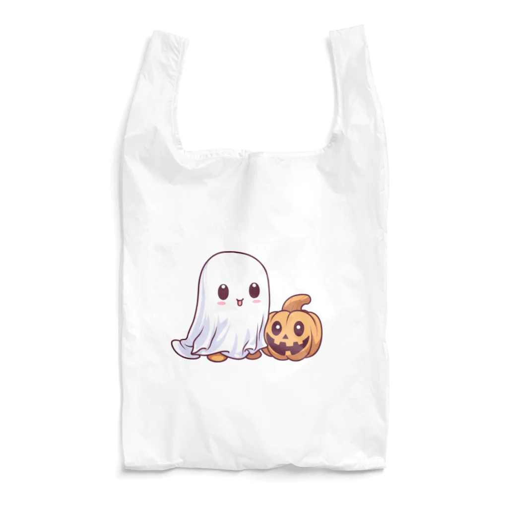 Vasetti_pressの可愛いおばけとカボチャ Reusable Bag