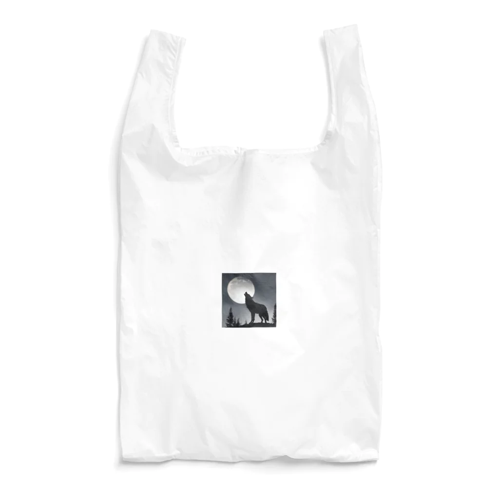 しるえっとの月に遠吠えする狼 Reusable Bag