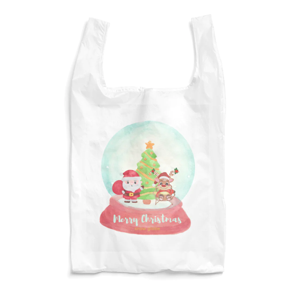 GLOBEのトナカイとサンタクロースのクリスマススノードーム Reusable Bag