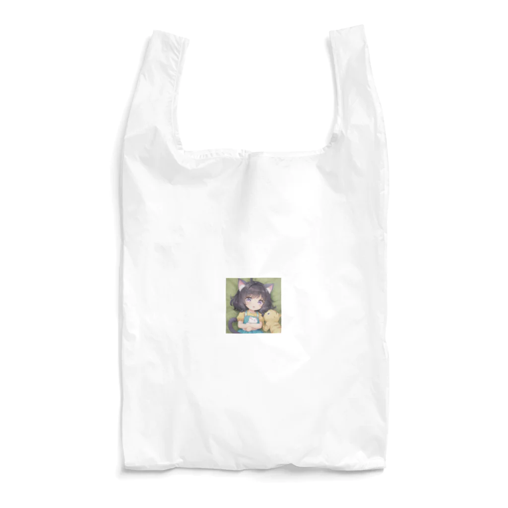 かわいい女の子とシュールな絵のねこ耳幼女 Reusable Bag