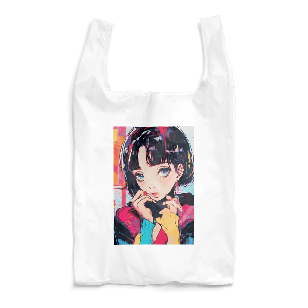 80s pop anime artのキュートな9 0 sアニメスタイル Reusable Bag