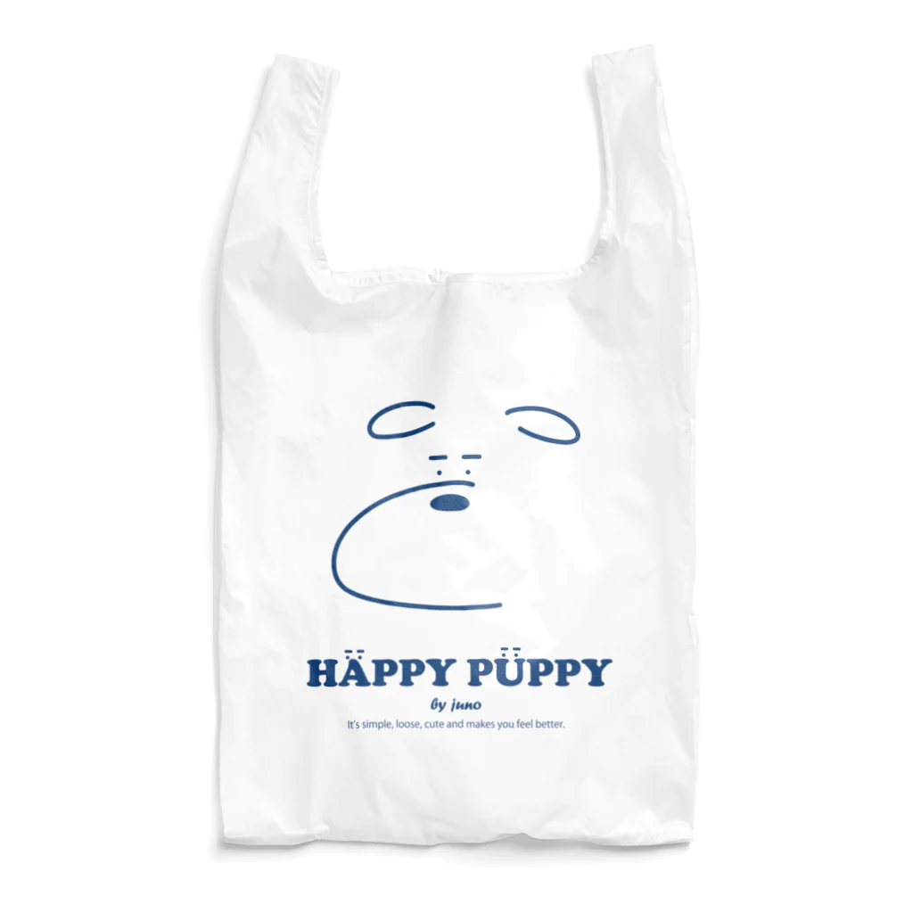 HÄPPY PÜPPYのエコバッグ ブルー HAPPY PUPPYロゴ Reusable Bag