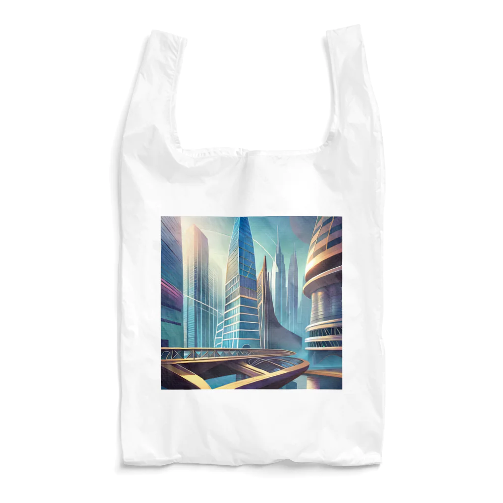 のんびりアート工房のジオメトリック都市 Reusable Bag