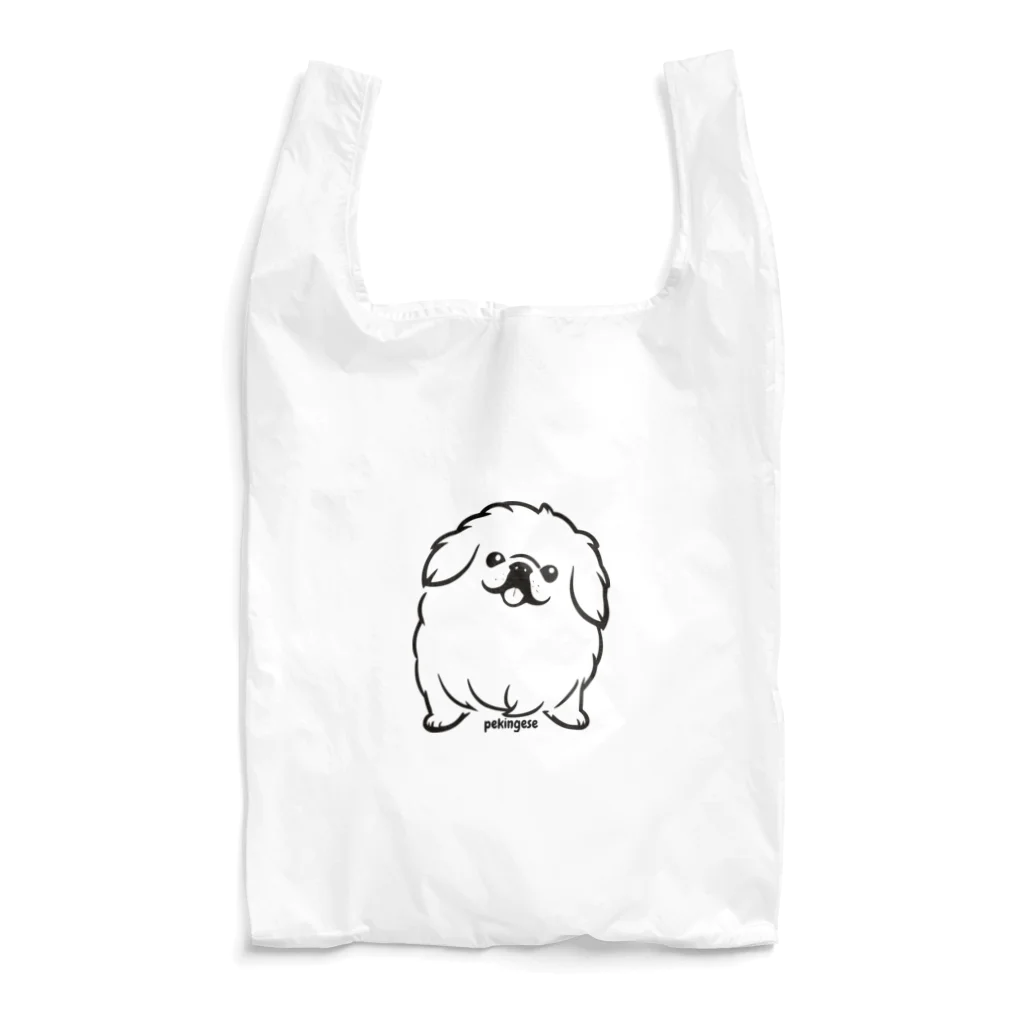 ファンシーTシャツ屋のモノクロペキニーズちゃん Reusable Bag