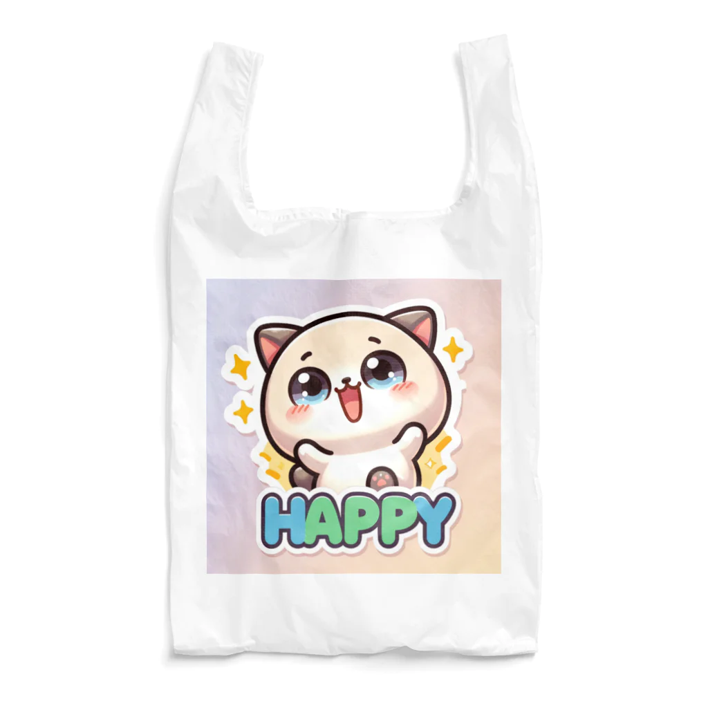 ラッキーマインあべむつきのLINEスタンプっぽいデザインの可愛らしい画像です！ Reusable Bag