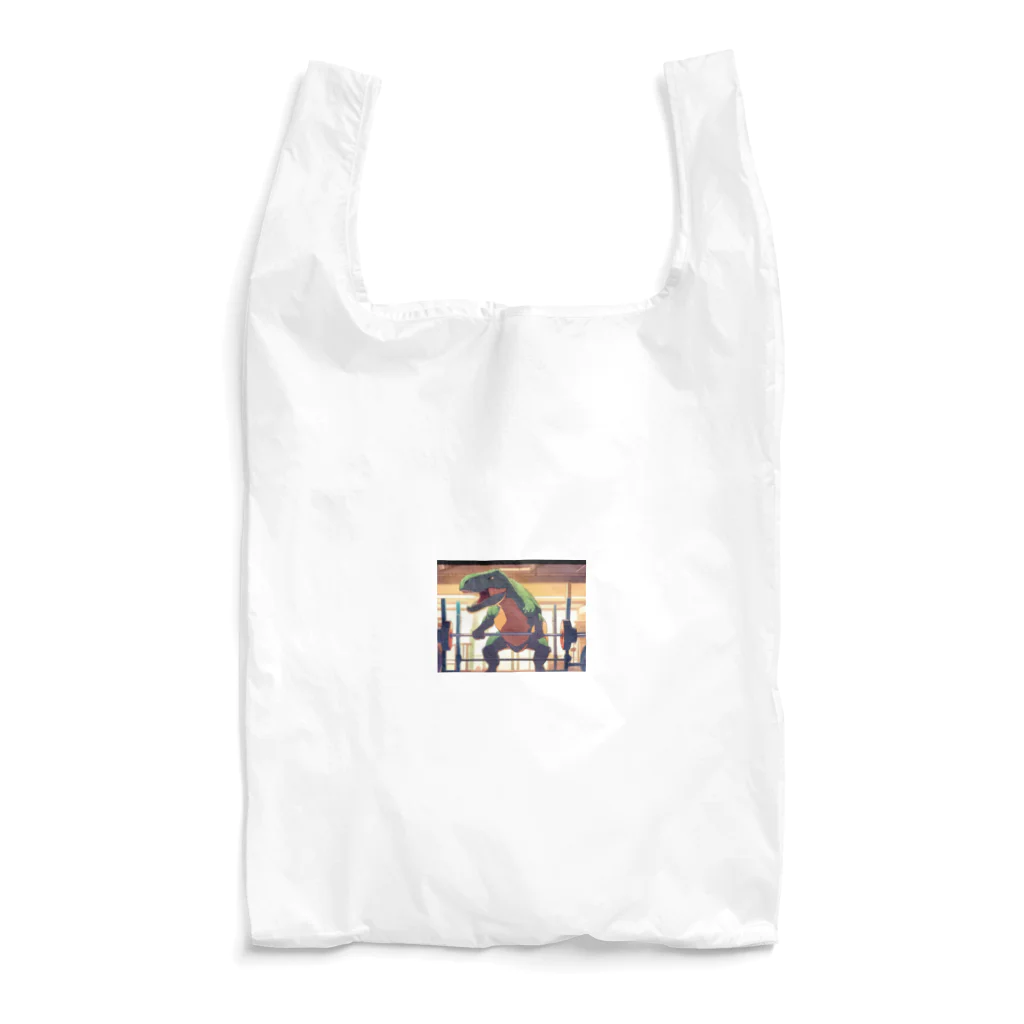 yo_yo_0903の筋トレをする恐竜 Reusable Bag