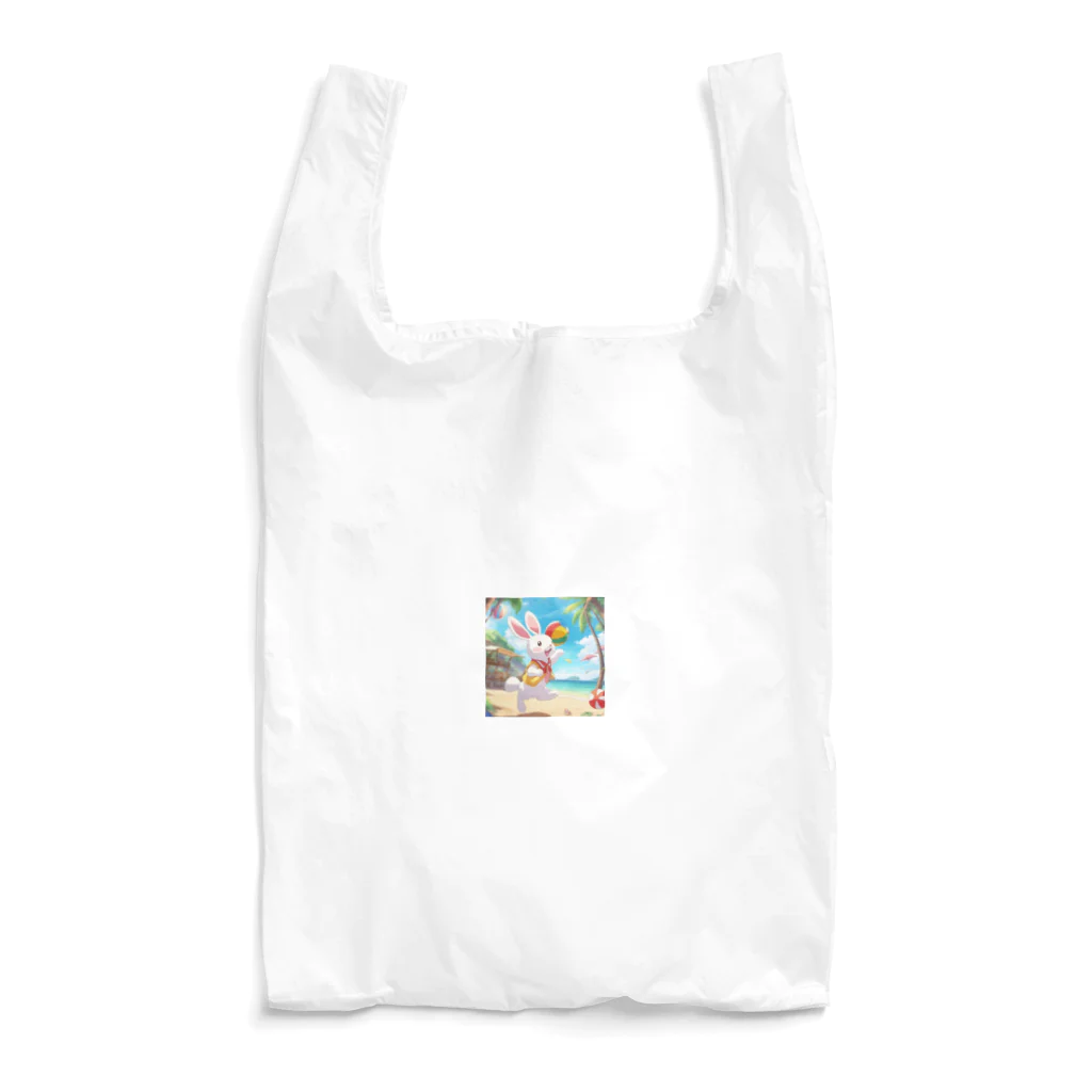 walkerplusのビーチボールをするうさぎ Reusable Bag