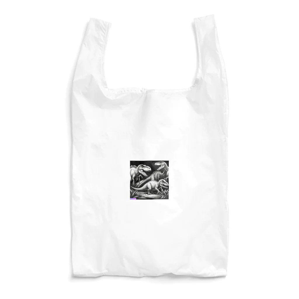 だまショップ@子ども向けのモノクロ恐竜くん3号 Reusable Bag