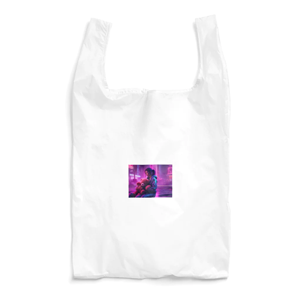 wkb777のくまのぬいぐるみと女性 Reusable Bag