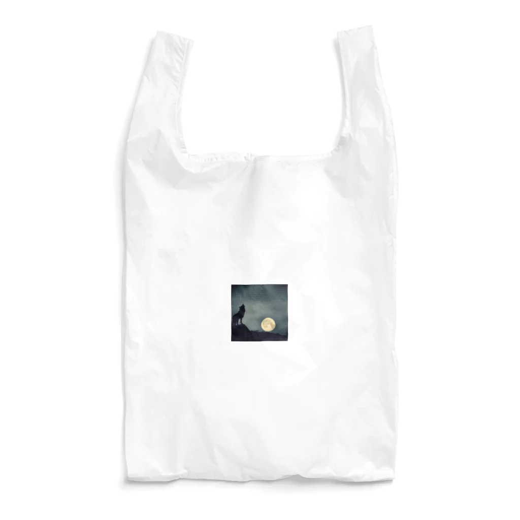 狼ショップの月夜の狼影 Reusable Bag