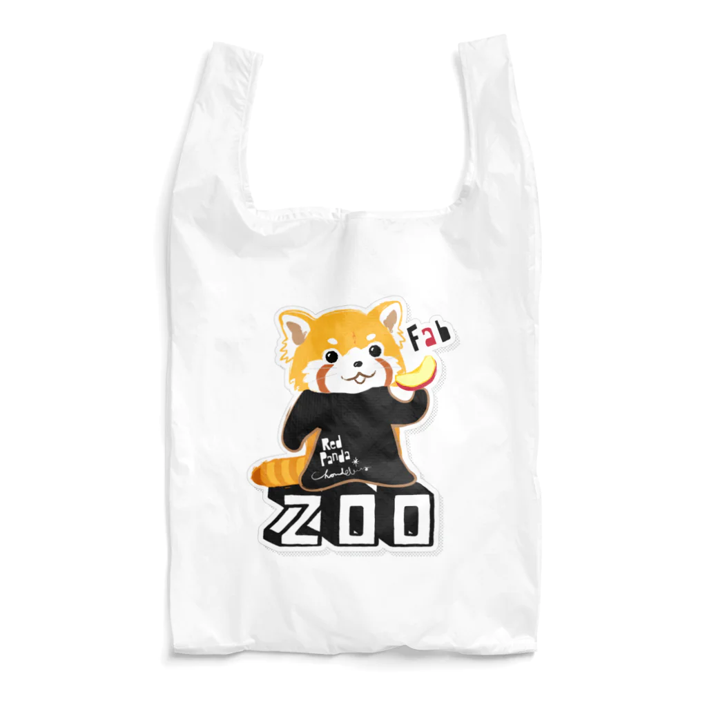 loveclonesのレッサーパンダ 0625 ZOOロゴ りんご大好き柄 エコバッグ