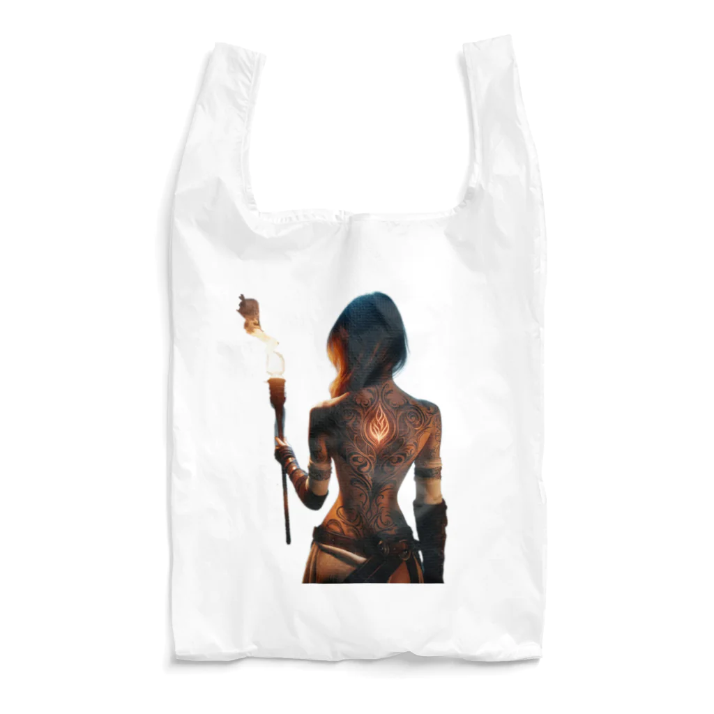 hoodie styleの松明を持つ女性 Reusable Bag