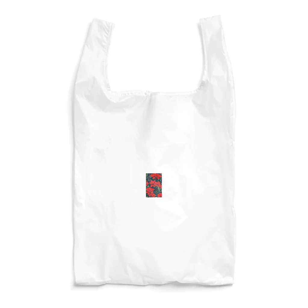 モノクロの赤花 Reusable Bag