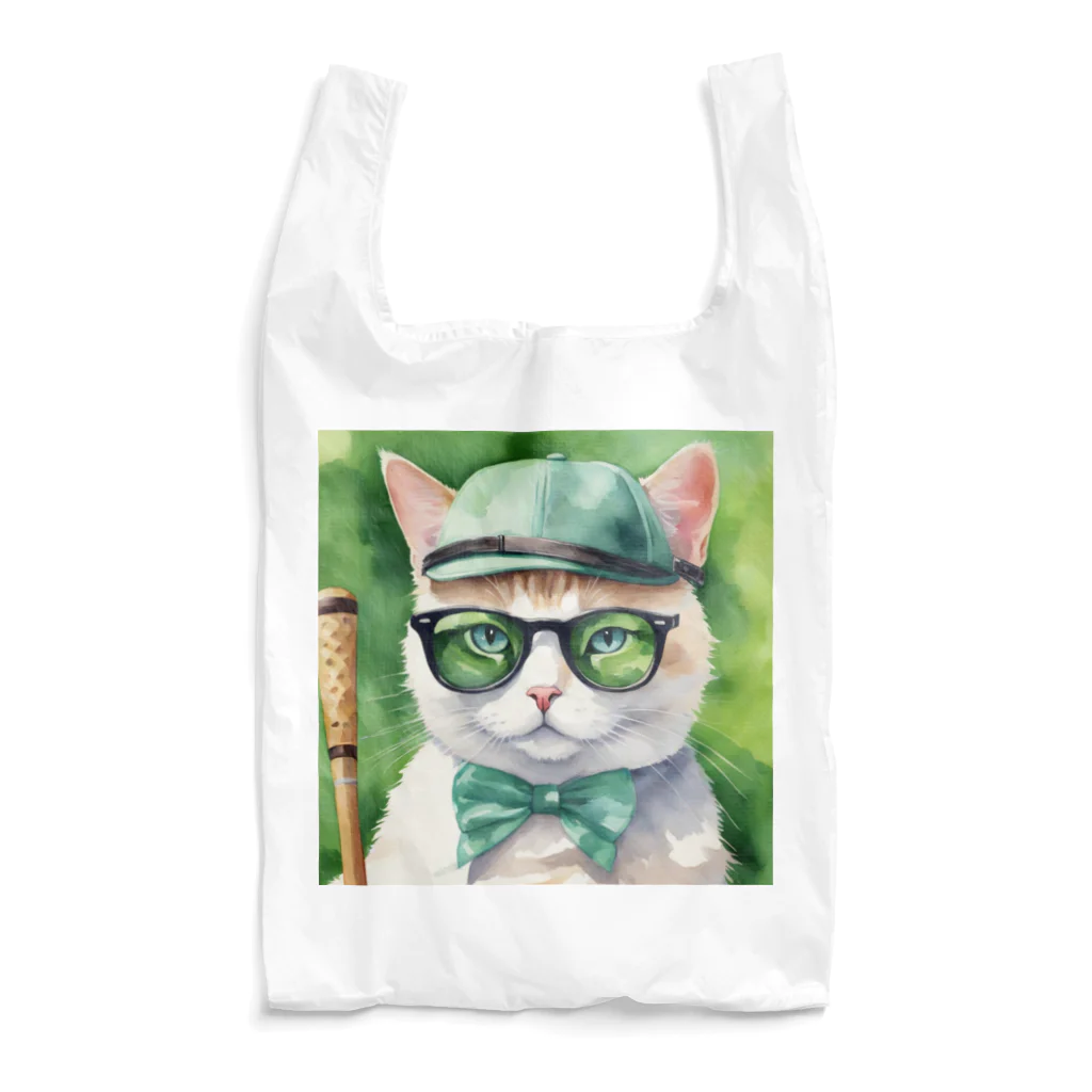 ryusky_333のサングラスをかけた猫がゴルフに集中！ Reusable Bag