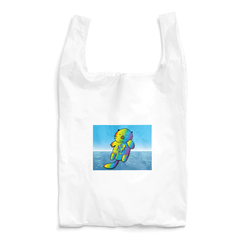 Drecome_Designの【レインボーカラー】おねんね海獺(ラッコ)親子 Reusable Bag