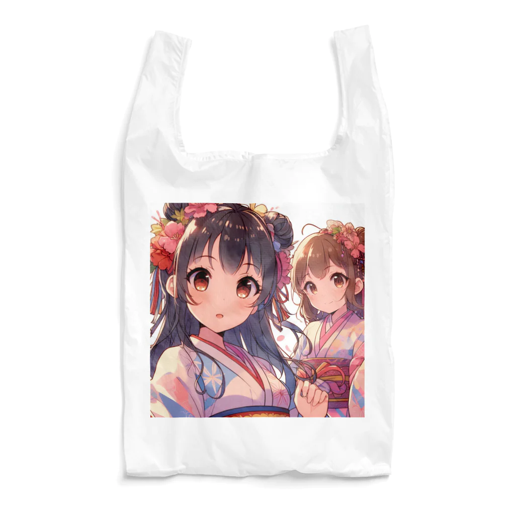 推しの美少女とアイドルの和服が似合う美人姉妹 Reusable Bag