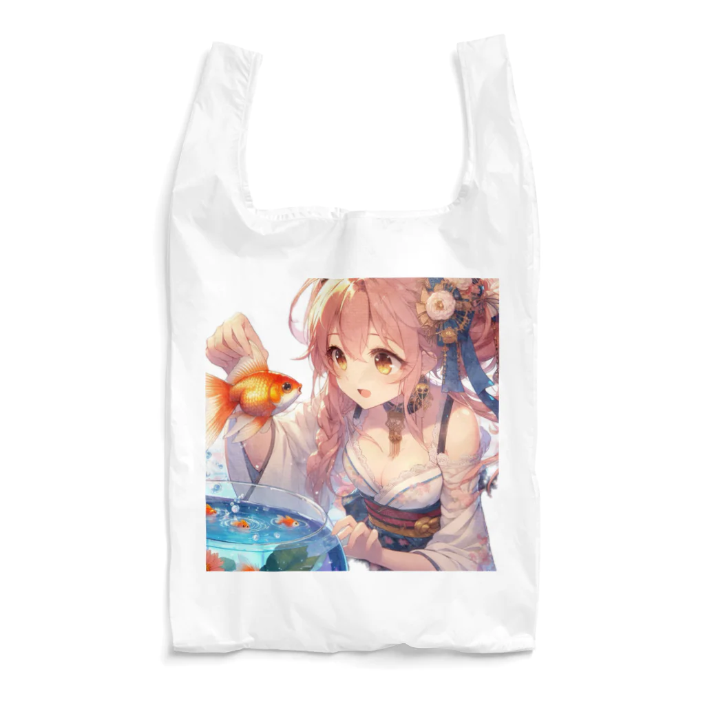 推しの美少女とアイドルの金魚と浴衣姿の女の子 Reusable Bag