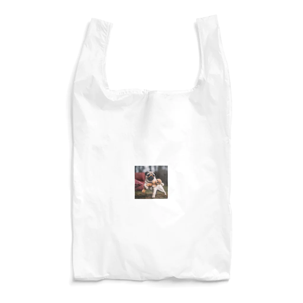 ODDS-345のぬいぐるみと格闘するパグ Reusable Bag