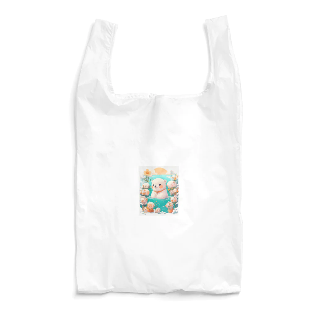 りんりんの可愛いシロクマちゃんショップ　かわいいよ！の水遊びをしている白熊 Reusable Bag