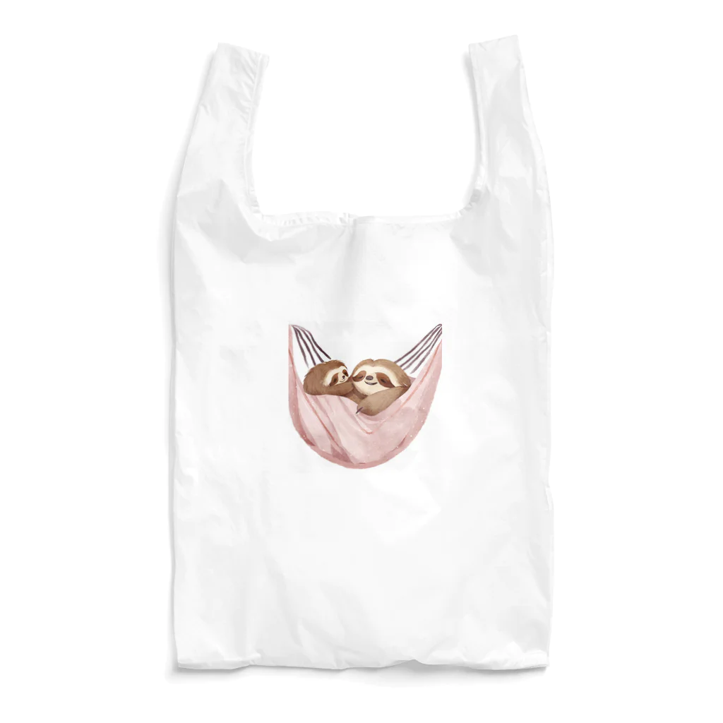 ナマケモノのこのハンモックでくつろぐナマケモノの親子 Reusable Bag