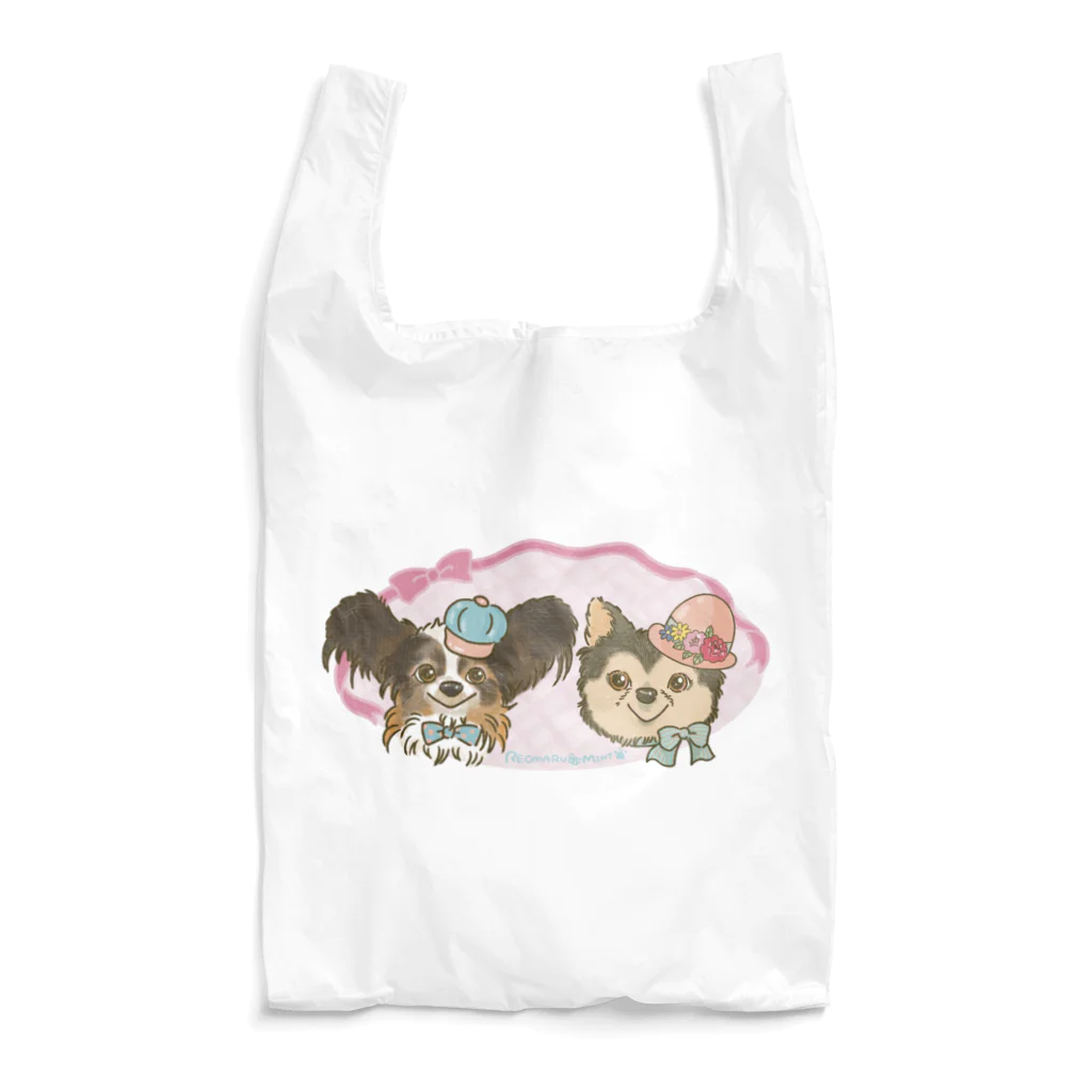 猫のきぬくんのお店のれおまるくんとみんちゃんのリボン Reusable Bag