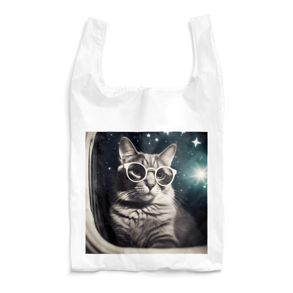 宇宙屋さんの宇宙旅サングラスねこ Reusable Bag