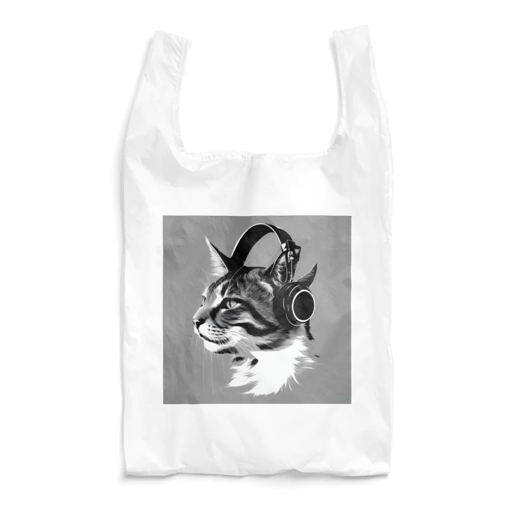 AI間違い探しのヘッドホンをした猫 Reusable Bag