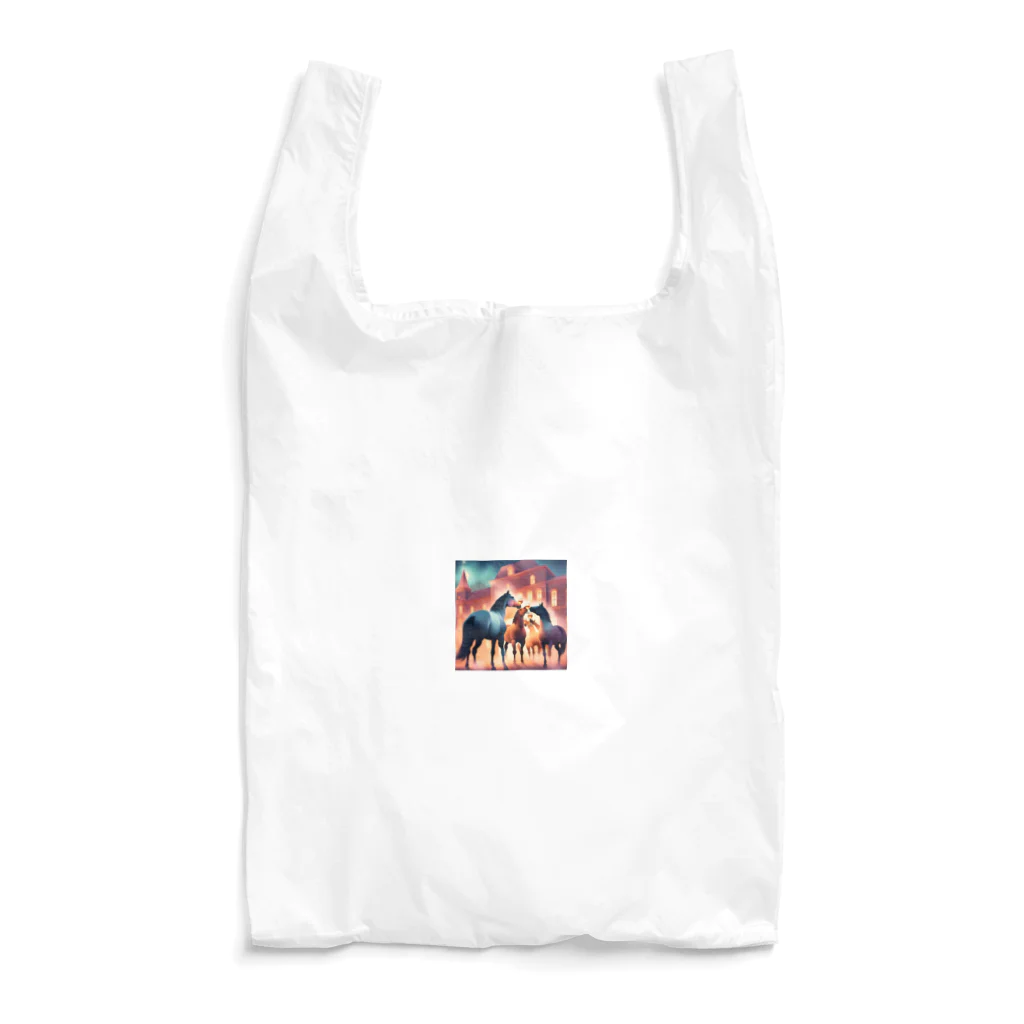 runbitの乾杯している馬たち Reusable Bag