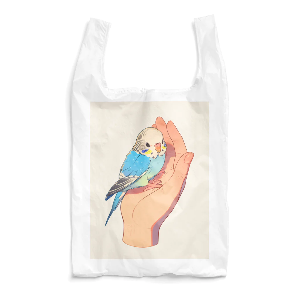 AQUAMETAVERSEの手のひらでおしゃべりセキセイインコの　BLUE PLUM  691 Reusable Bag