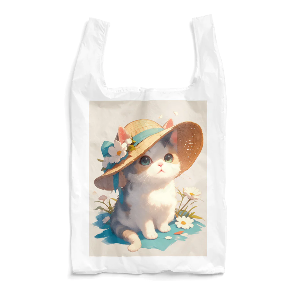 AQUAMETAVERSEの帽子をかぶった可愛い子猫 Marsa 106 Reusable Bag