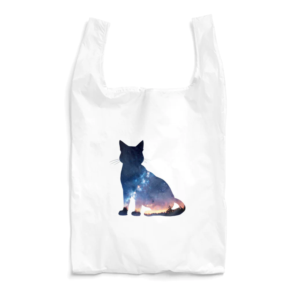猫との風景の星空と猫_001 Reusable Bag