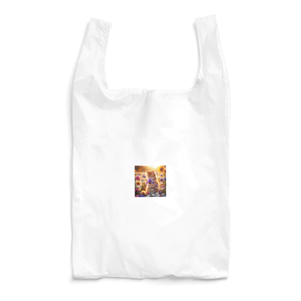 パパネコのキャットandフラワー Reusable Bag