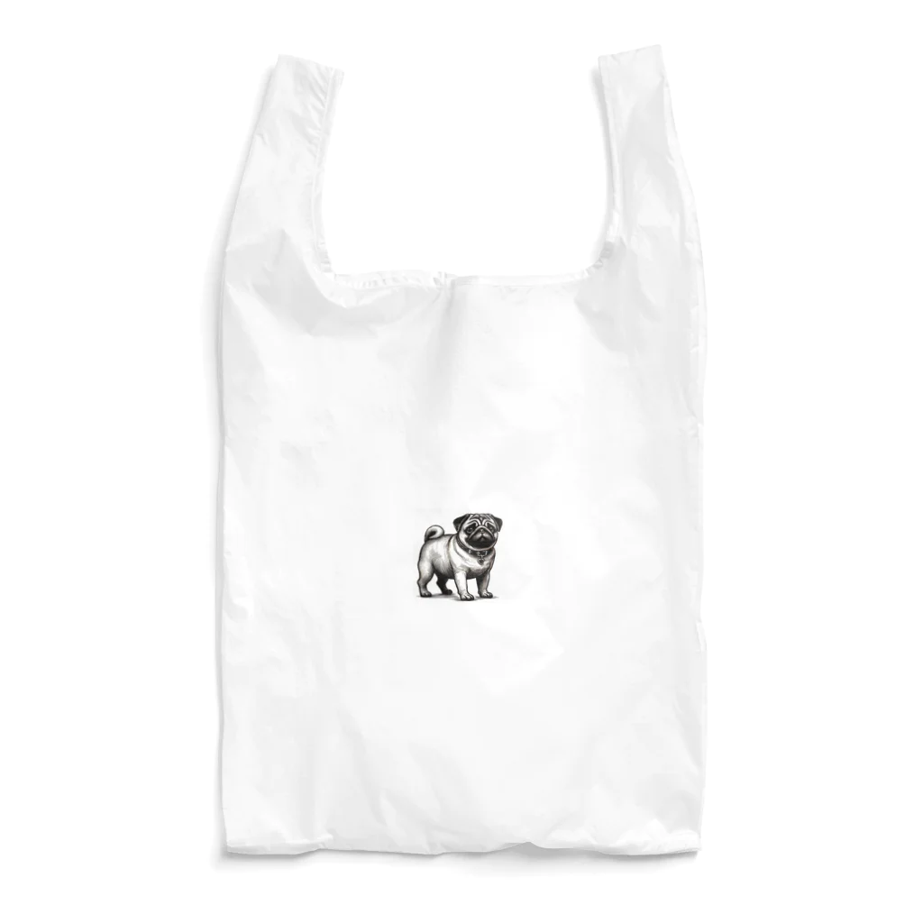 鼻ぺちゃ犬と和猫のパグの表情 Reusable Bag