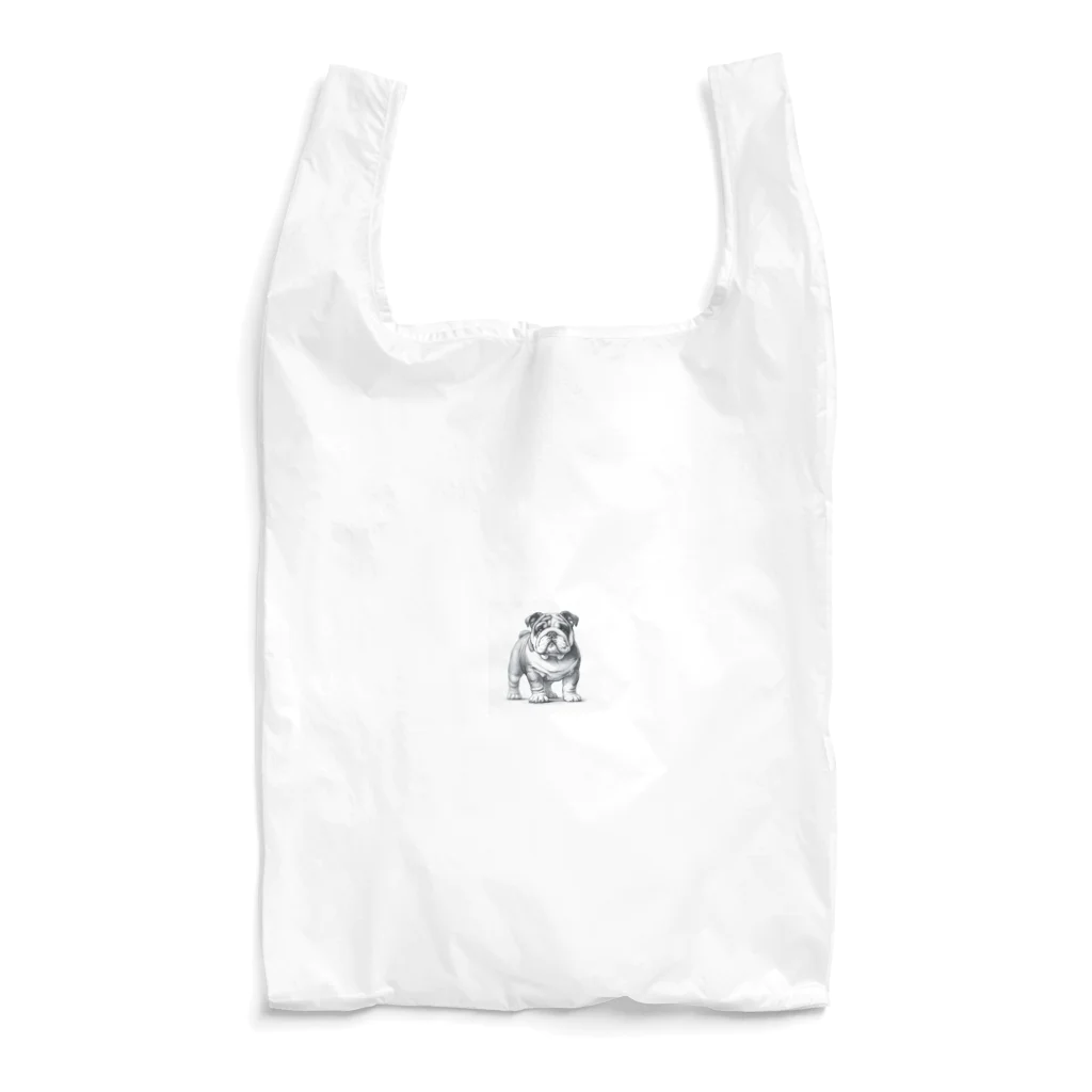 鼻ぺちゃ犬と和猫のかわいいブルドッグ Reusable Bag