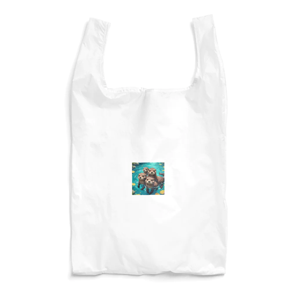 processorの水遊びする親子カワウソ Reusable Bag