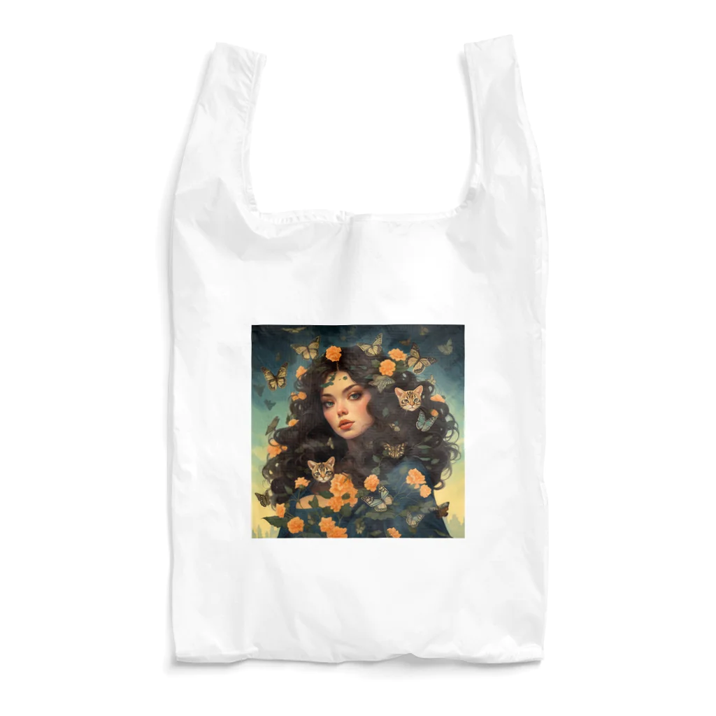 AQUAMETAVERSEの花と女と猫　なでしこ1478 Reusable Bag