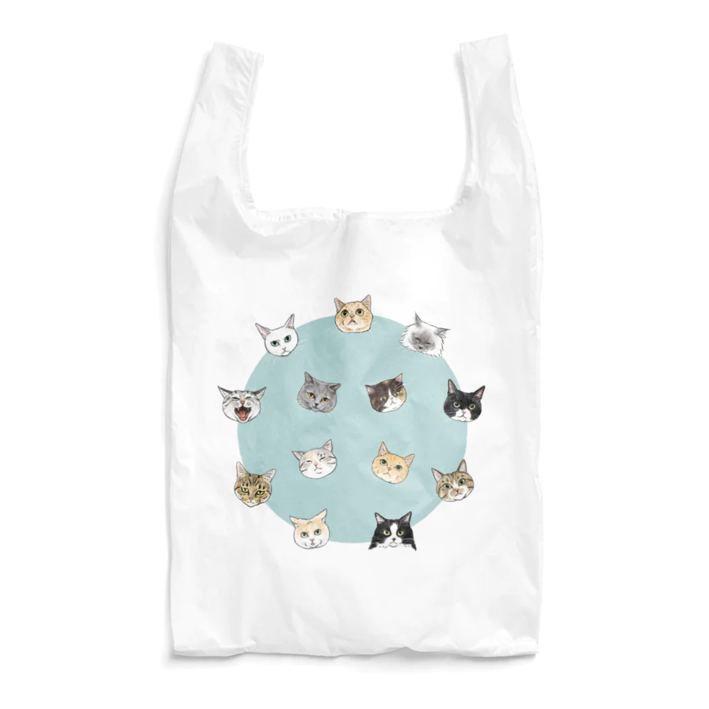 kaoru@nekomangakakuyoのねこねこまぁーるく集合 Reusable Bag